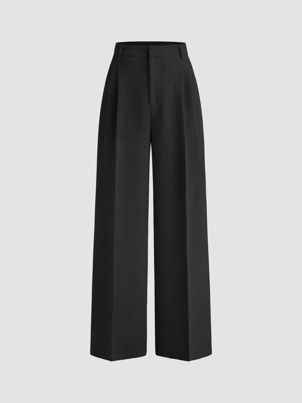 Mid Rise Pleated Wide Leg Trousers